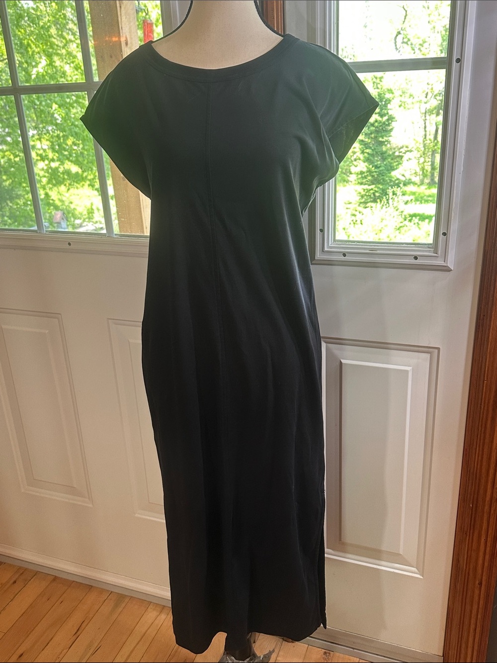 Everlane Black Maxi Dress with Cap Sleeves